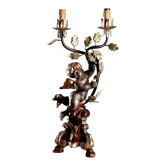 Antique carved and gilded wooden candelabrum, Italy, 20th century