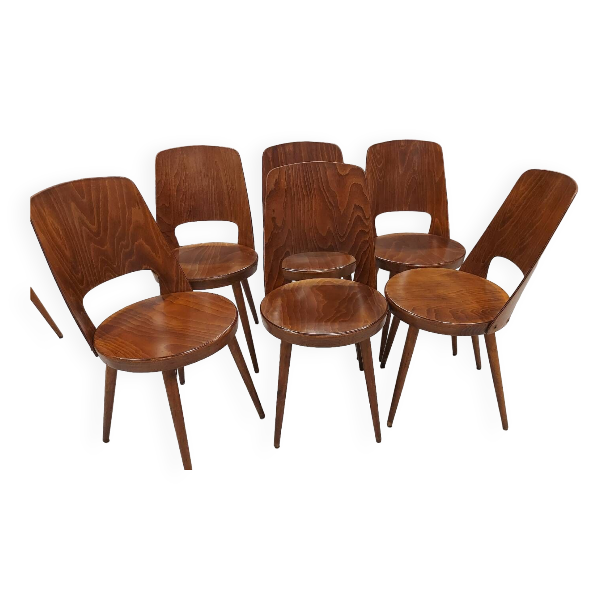 Set of 6 Baumann Bistrot chairs, Mondor model, vintage 1970