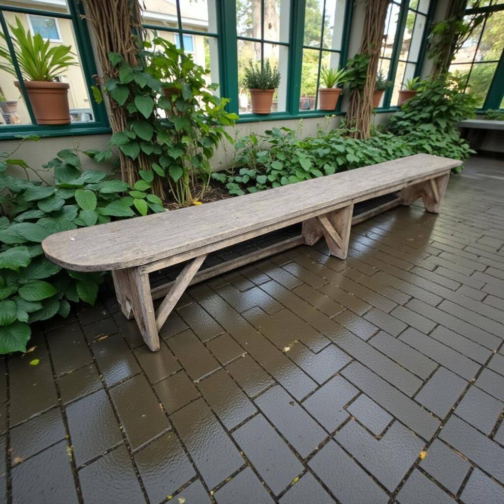 XL vintage wooden bench