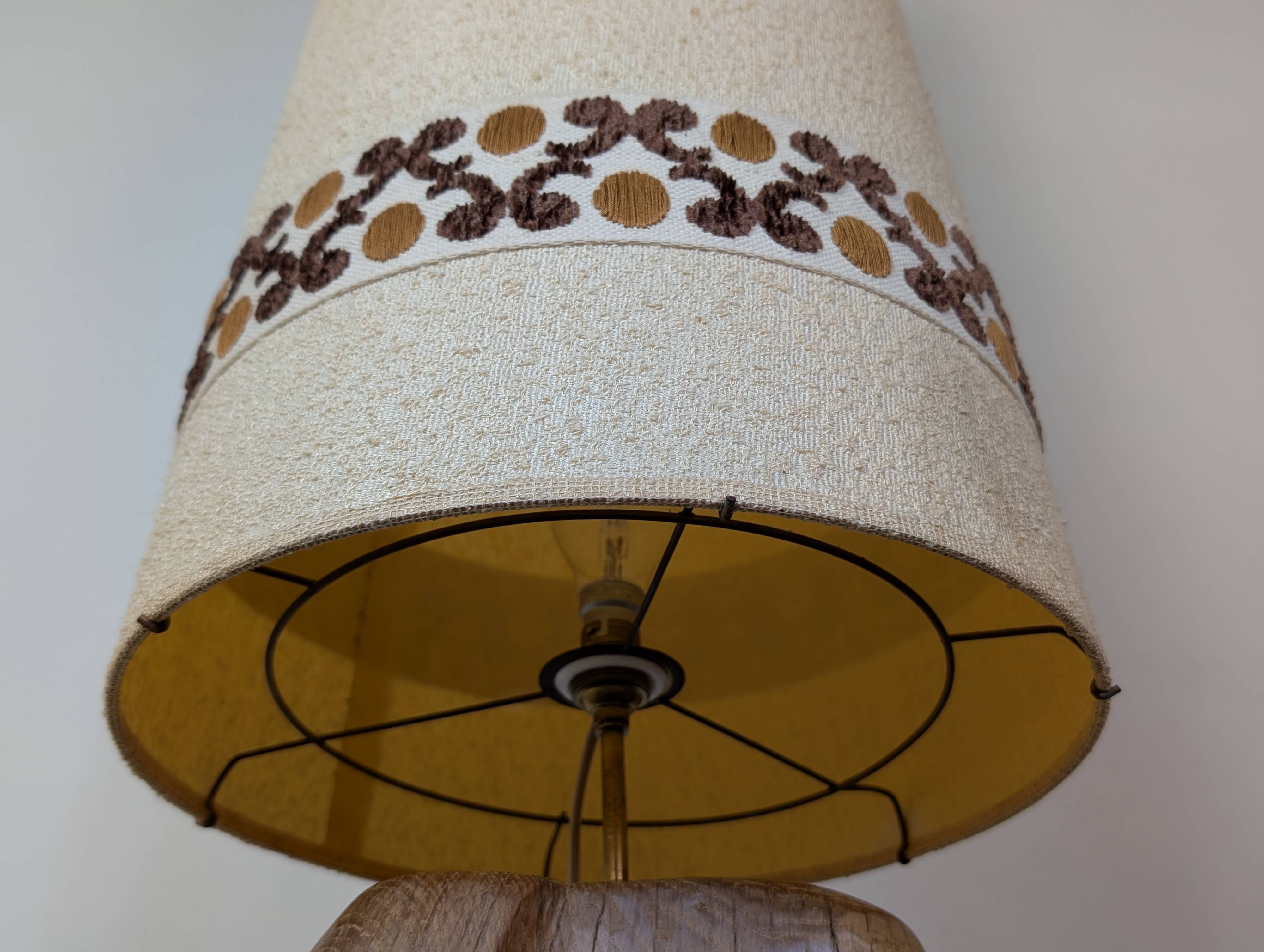 Brutalist oak sculpture lamp