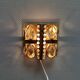 Swedish wall lamp in gold-colored metal with glass prisms. Estimated 1970-80s.