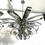 Mid-century pair of Italian chrome chandeliers from 70