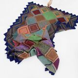 Knitted Diamond Throw Blanket Vintage 1970s