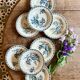 Set of 8 antique deep plates in ironstone, Chardons de Gien