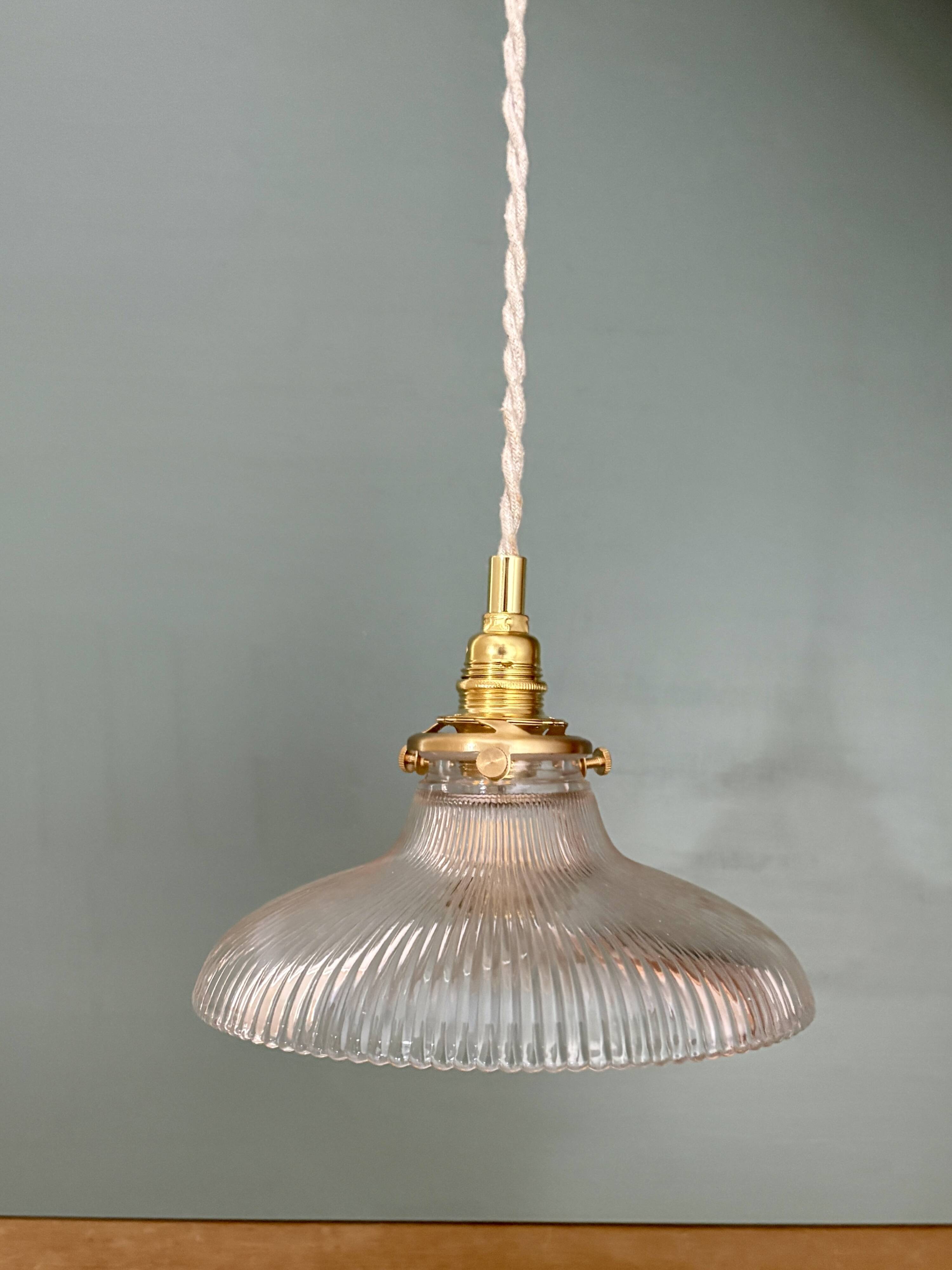 Vintage holophane glass lampshade pendant light