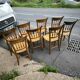 Set of 8 solid cherrywood chairs with straw seats, Directoire period