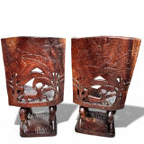 Pair of carved African armchairs