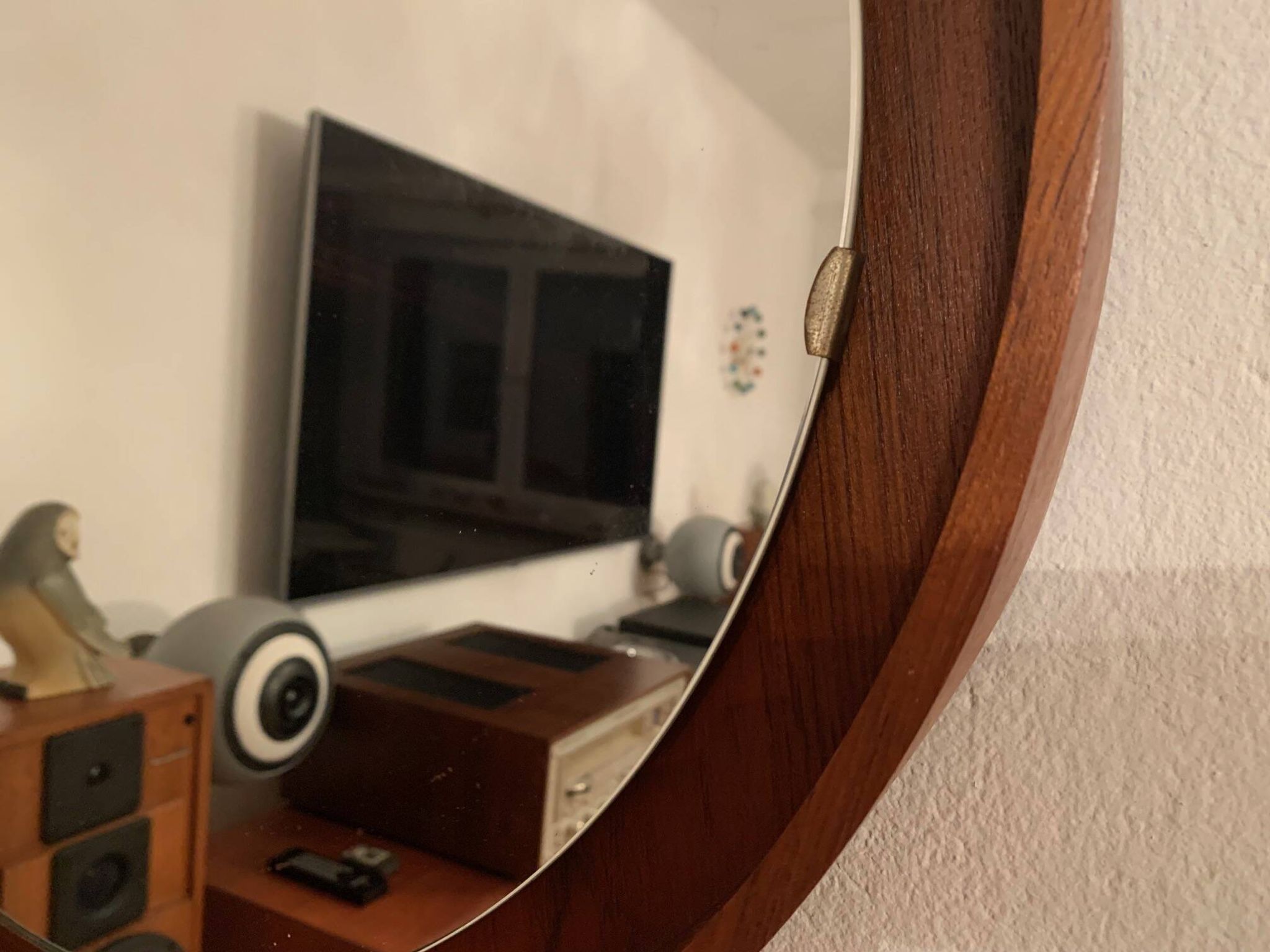 Teak, illuminated mirror, Italy, 1960s