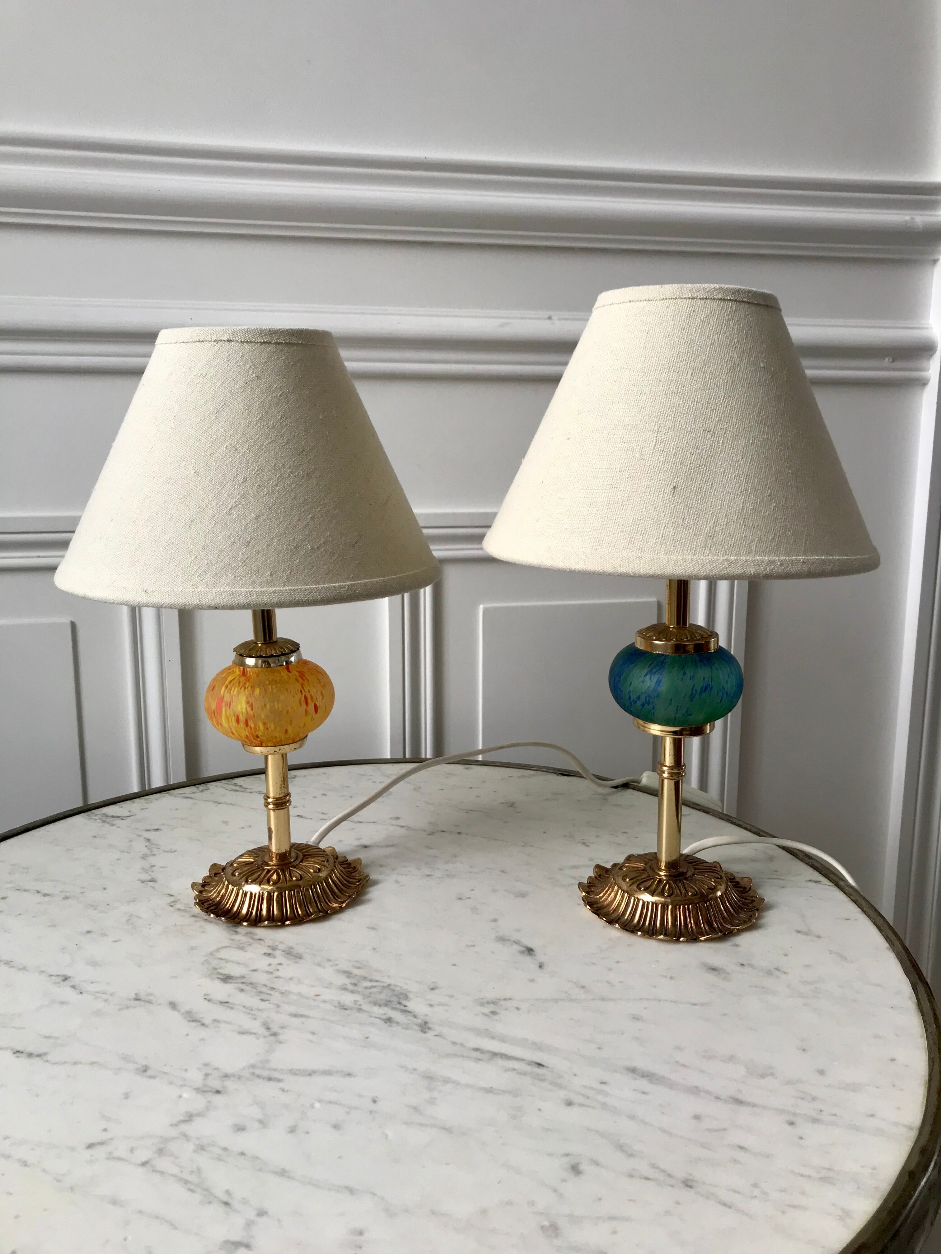 Pair of vintage murano glass lamp