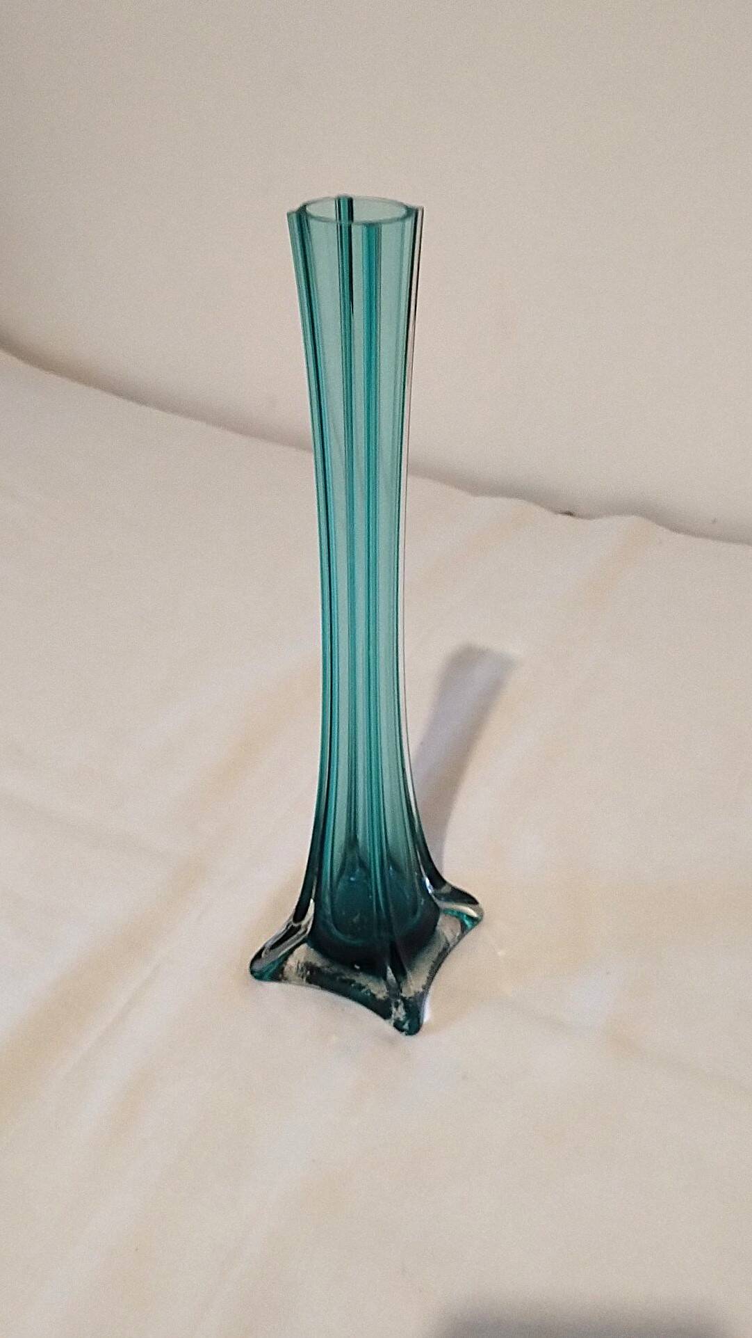 Blue colored glass soliflore vase