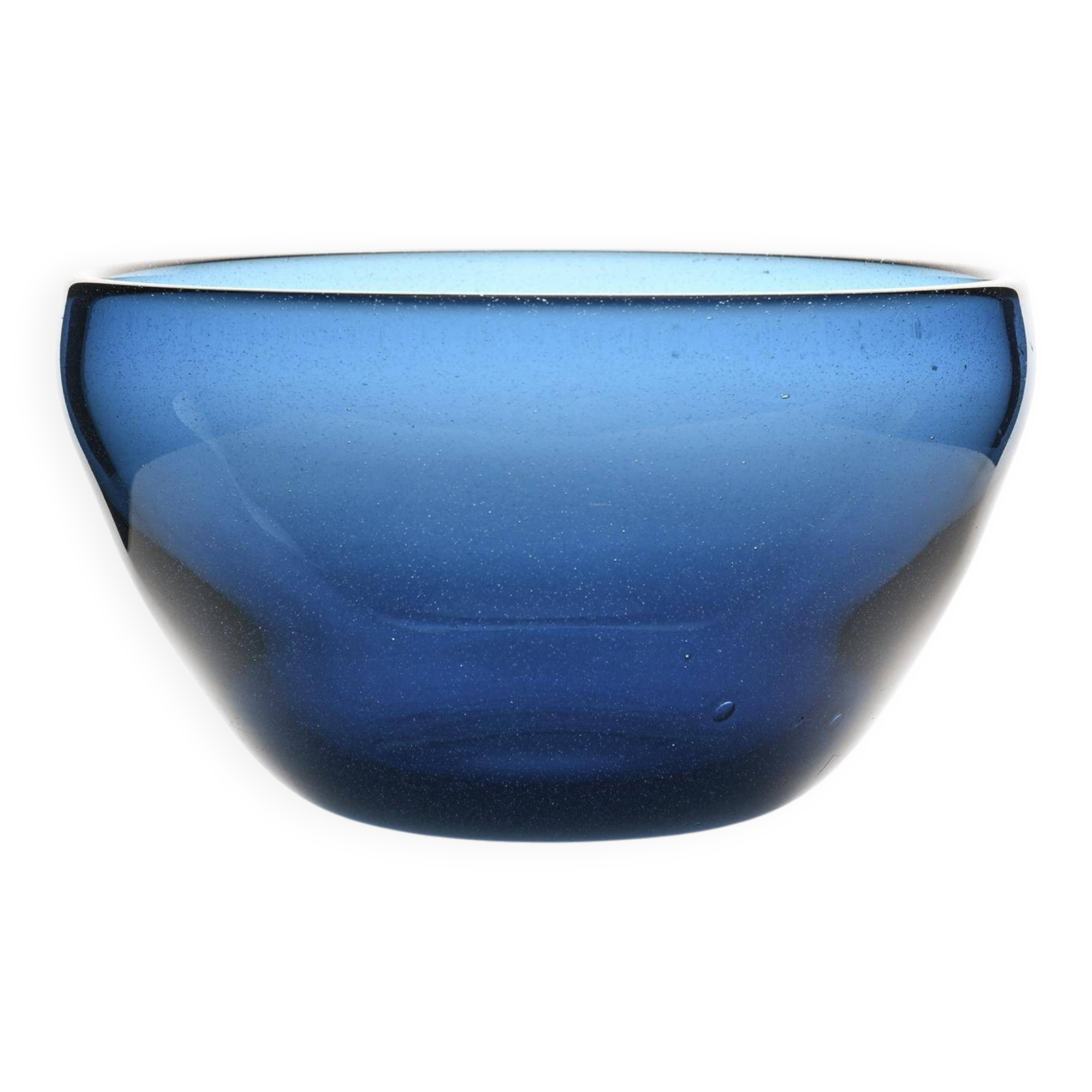 Blue blown glass bowl by Claude Morin, Dieulefit circa 1970