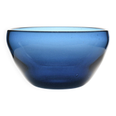 Blue blown glass bowl by Claude Morin, Dieulefit circa 1970