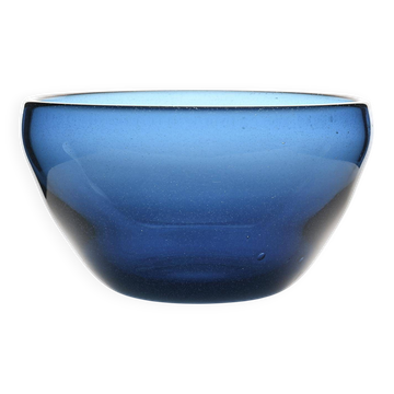 Blue blown glass bowl by Claude Morin, Dieulefit circa 1970