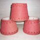 3 lampshades in jute and red braid + 1 vintage carcass