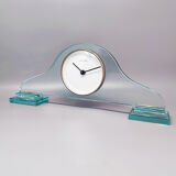 1970s table clock by omodomo in crystal. made in italy