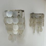 Pair of vintage mother-of-pearl and metal wall lights, France 1950s