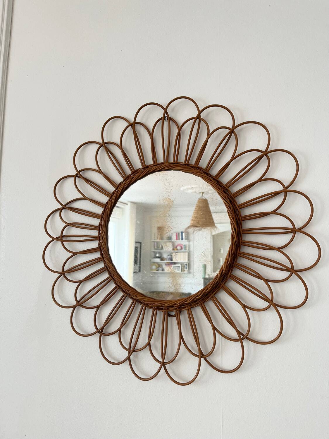 Vintage rattan mirror from the 60s