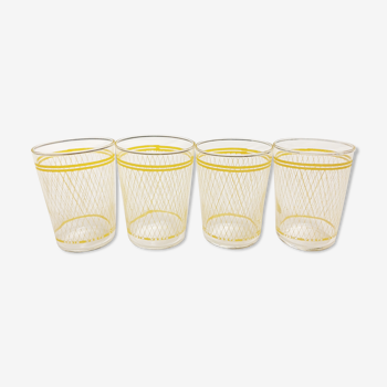 Set of 4 Vintage yellow crossbone water glasses