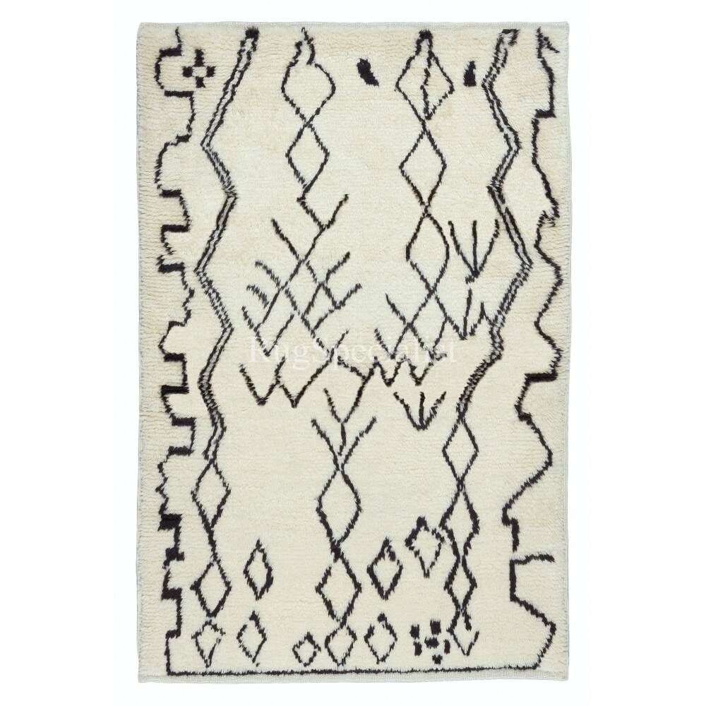Contemporary Handmade Moroccan Berber Tulu Rug, 100% Natural Wool