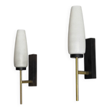 Paire d'appliques de style Stilnovo - Laiton et verre - Presque parfait - Années 50