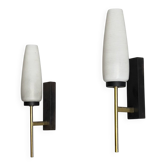 Paire d'appliques de style Stilnovo - Laiton et verre - Presque parfait - Années 50