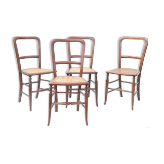 Série de 4 chaises cannées