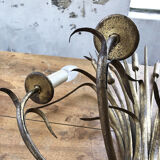 Gold metal reeds flowering wall light