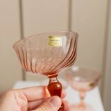 Set of 6 apricot Luminarc Rosaline coupe martini glasses in glass – vintage 1970s France with packaging