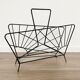 Mid century magazine rack - wire metal & perforated metal, vintage newspaper stand