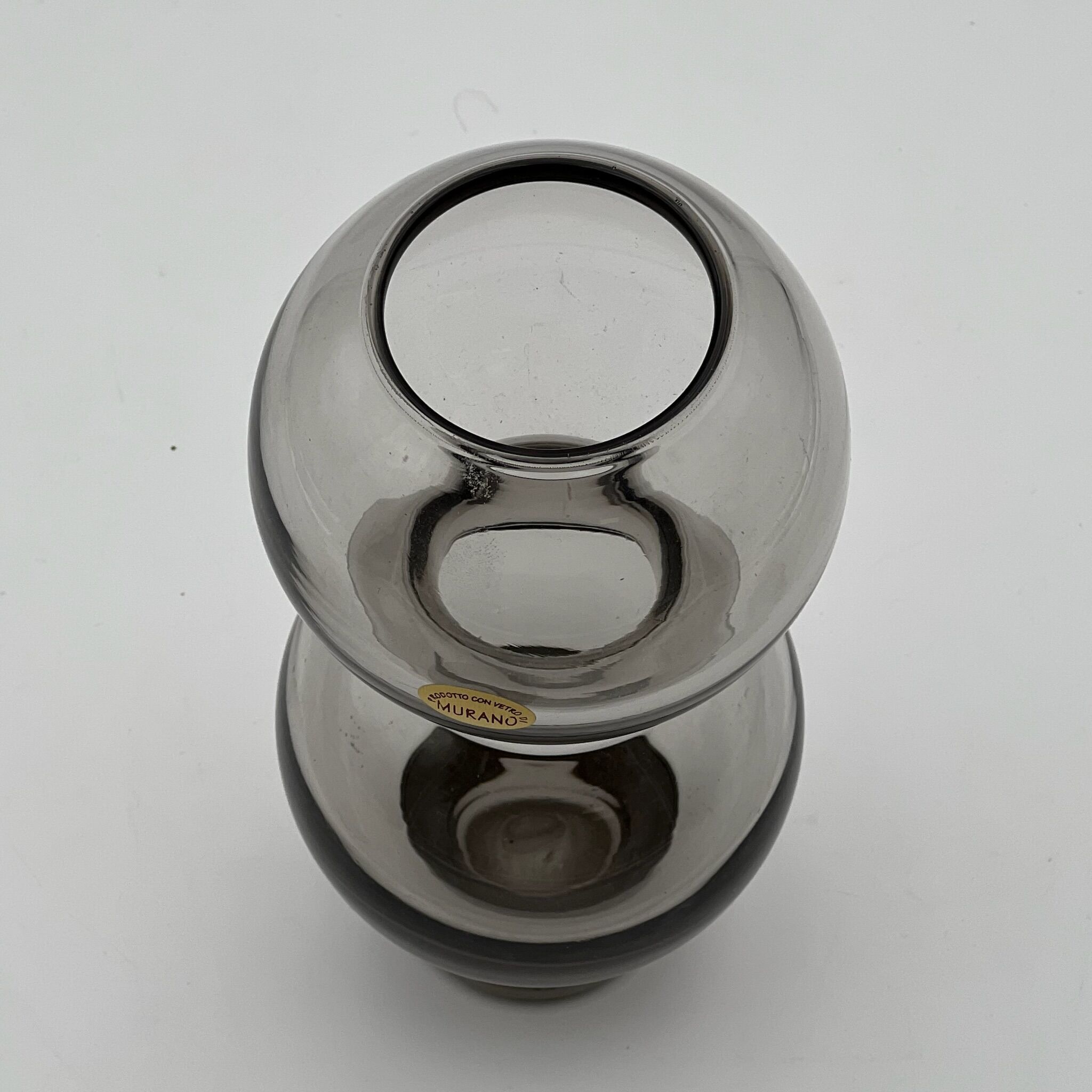 Murano glass 70s vase - mid century modern decor - vintage fume glass made in italy