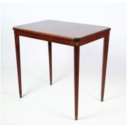 Side table decorated with bronze ornaments in light mahogany