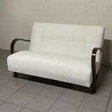 Canapé des années 1940 en bois et tissu bouclé, production italienne