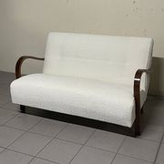 1940s Sofa in Wood and Boucle Fabric, Italian Production