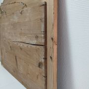 Miroir bois patiné glace biseautée vintage 76 cm x 96 cm