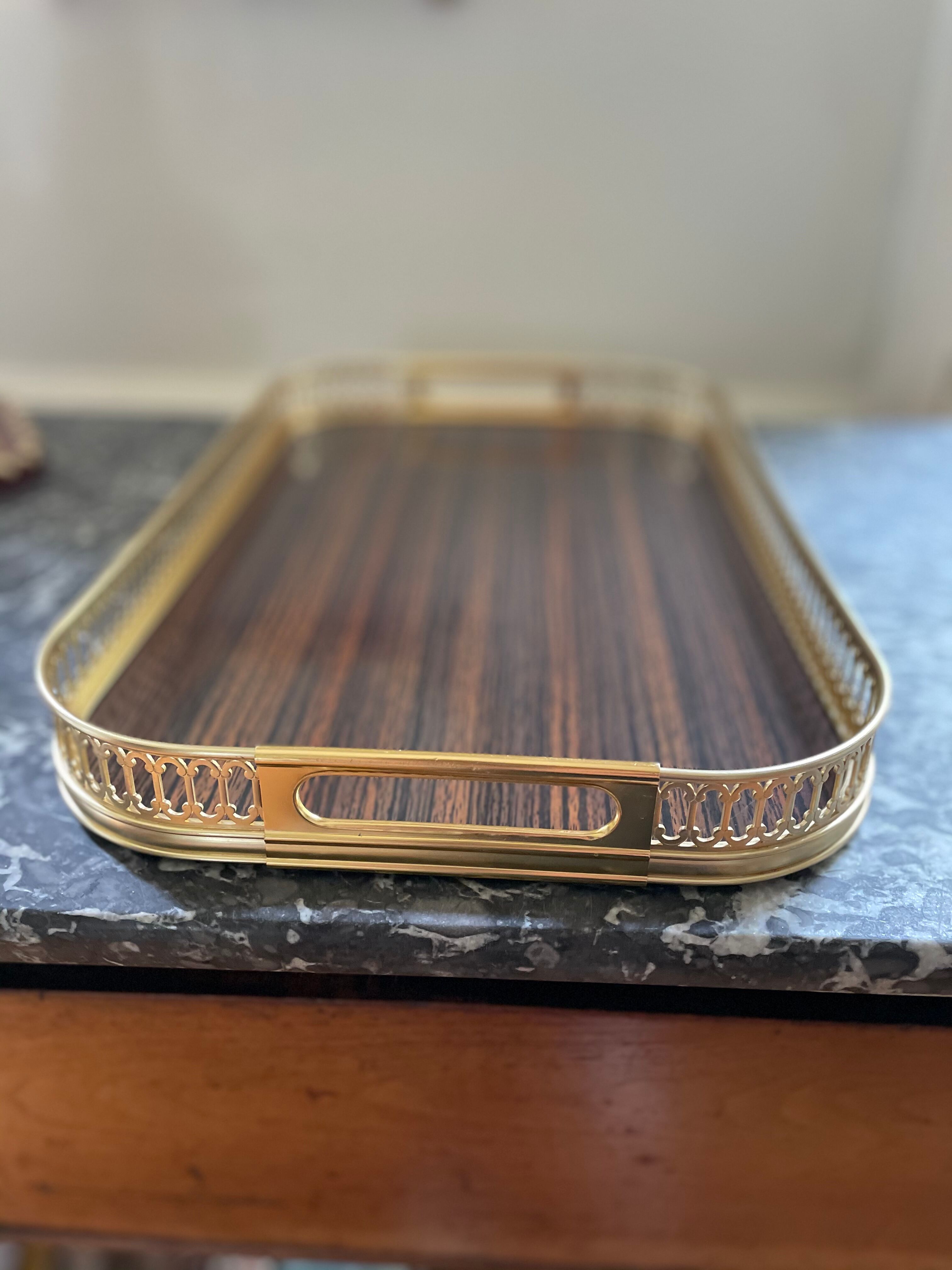 Vintage brass and formica tray 1950s
