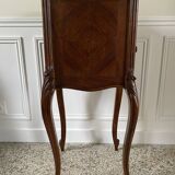Bedside table / bedside table in veneered wood, molded and carved with foliage Louis XV style