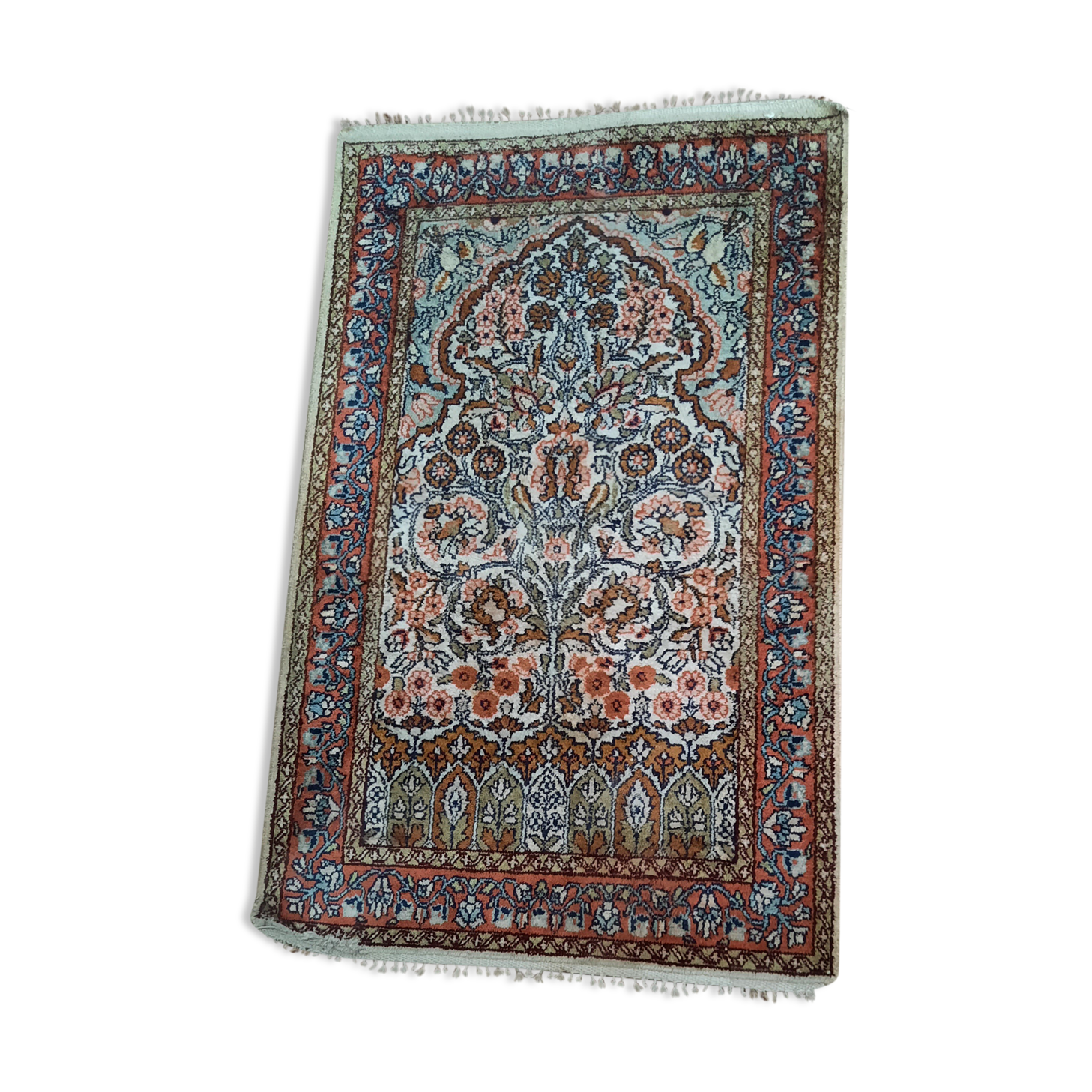 Wool and silk carpet 90x59cm