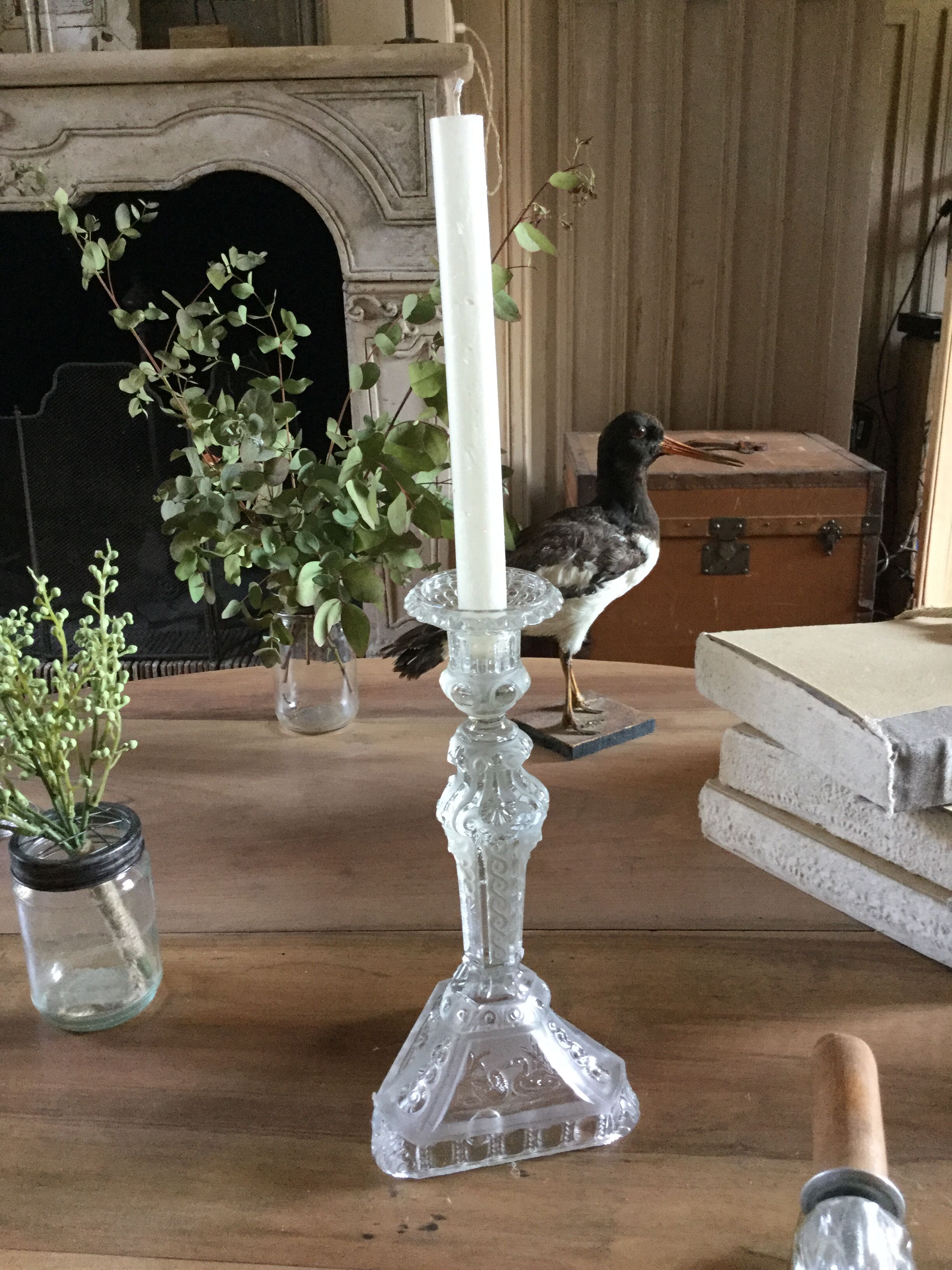 Old glass candlestick