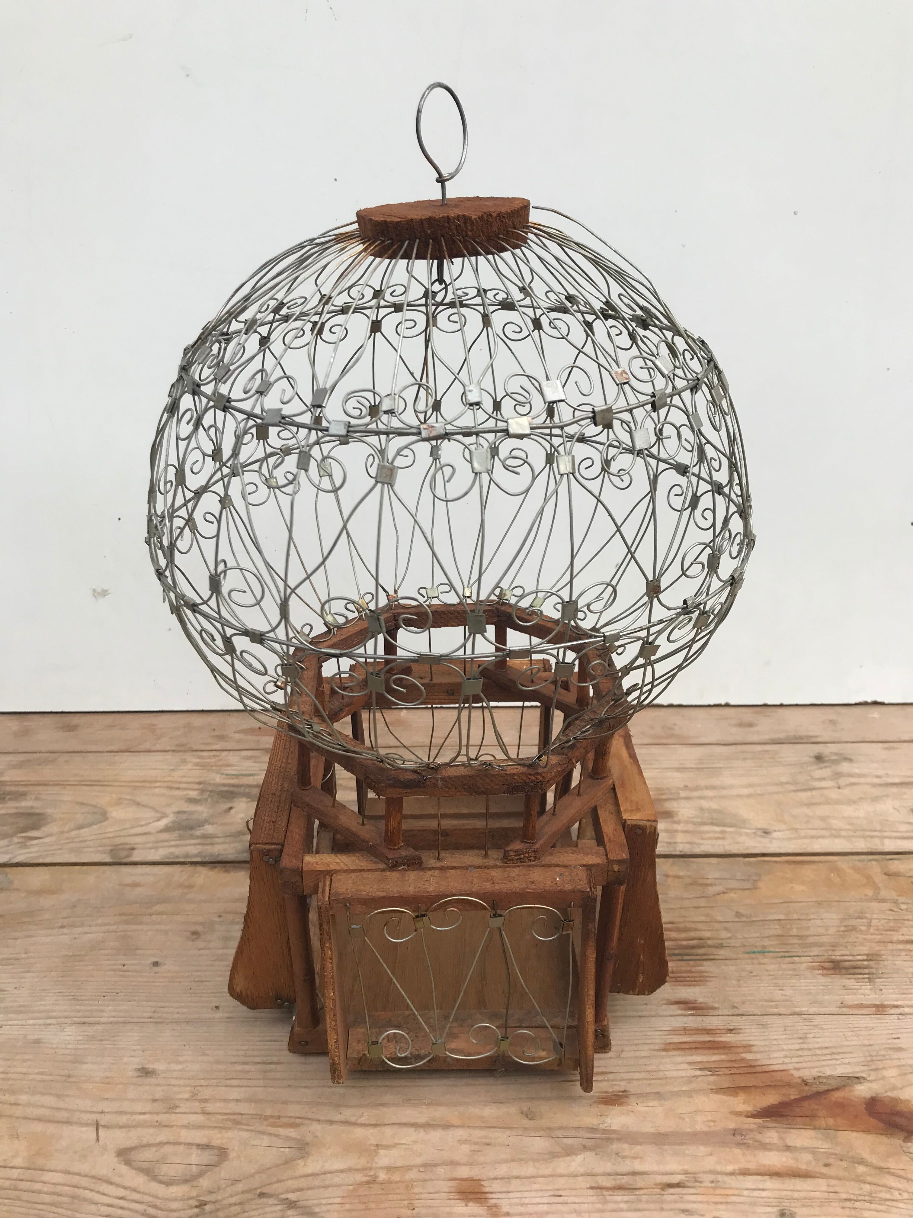Old metal & wood  bird cage