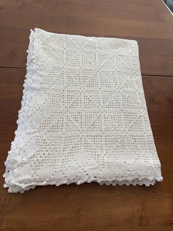 Handmade crocheted cotton bedspread