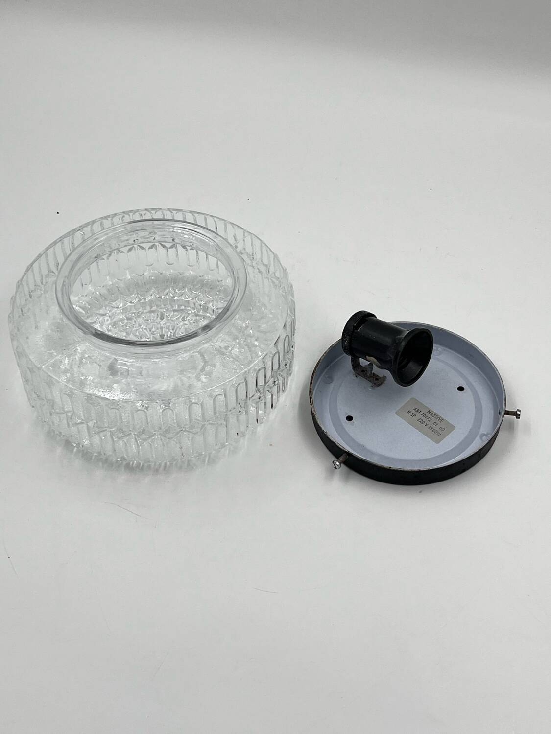 Molded glass ceiling light with relief