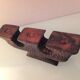 Brutalist chandelier with three heads in burnt wood / vintage 60s-70s