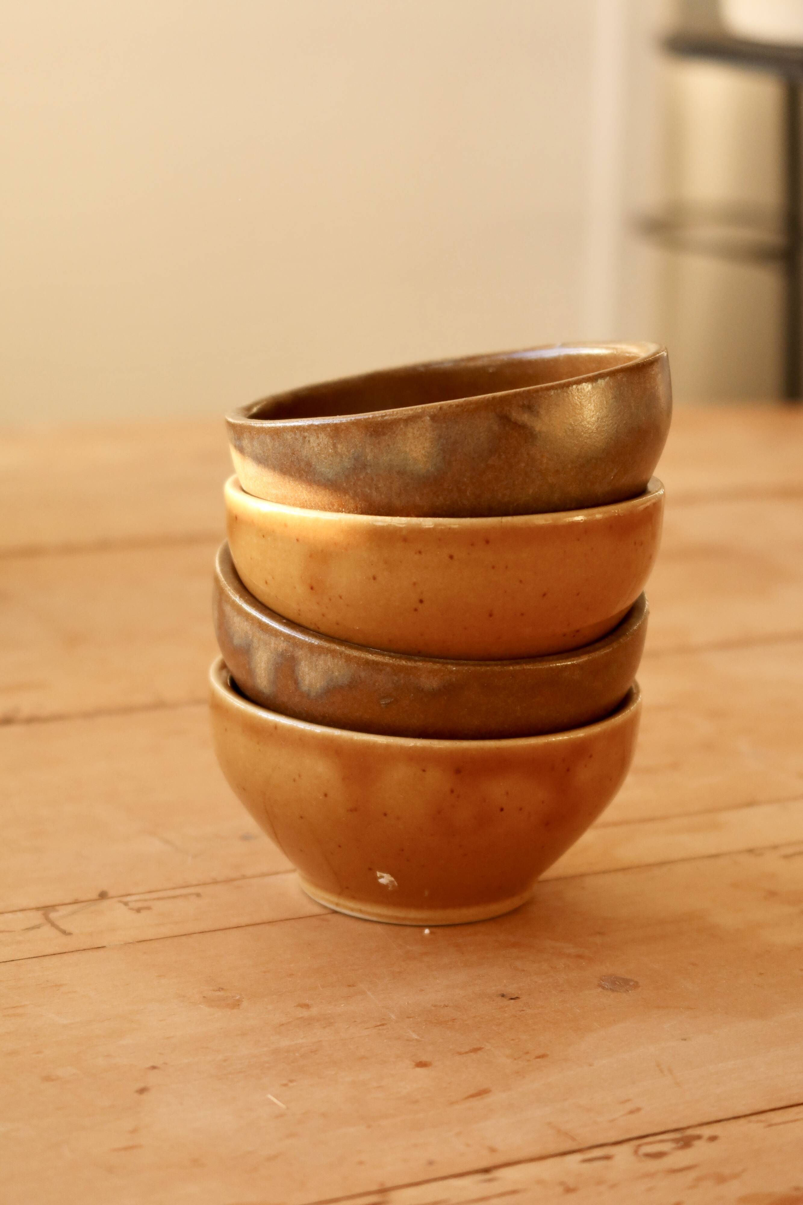 4 small mismatched vintage stoneware bowls/ramekins