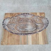 Large vintage oval cut amethyst glass bowl