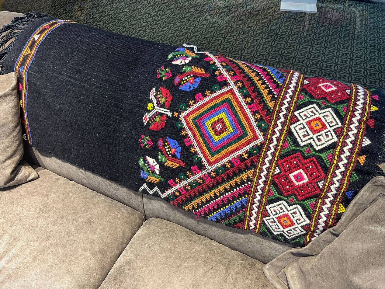 Old anatolian rug for sofa