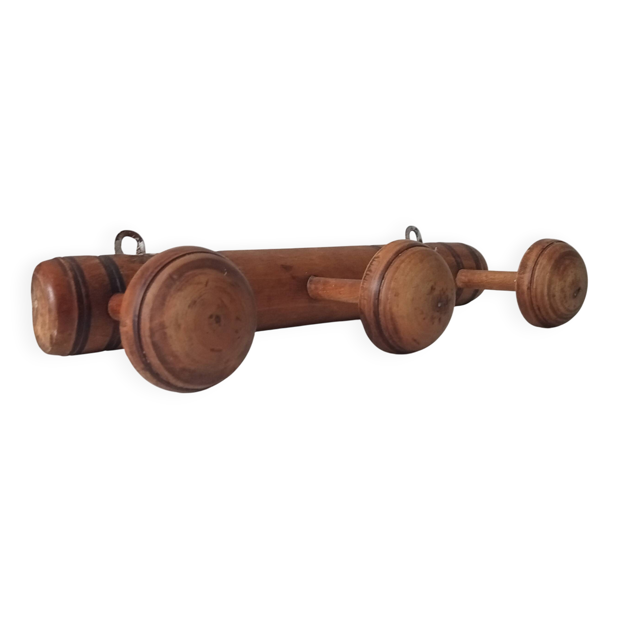 Antique folk art wall coat rack from the 50s
