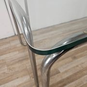 1970s Bauhaus table in chromed tubular steel and glass