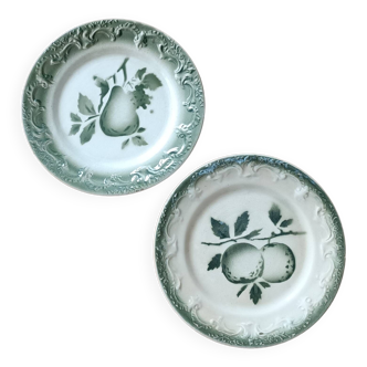 2 assiettes en faïence fine de Pexonne décor Pomme Poire