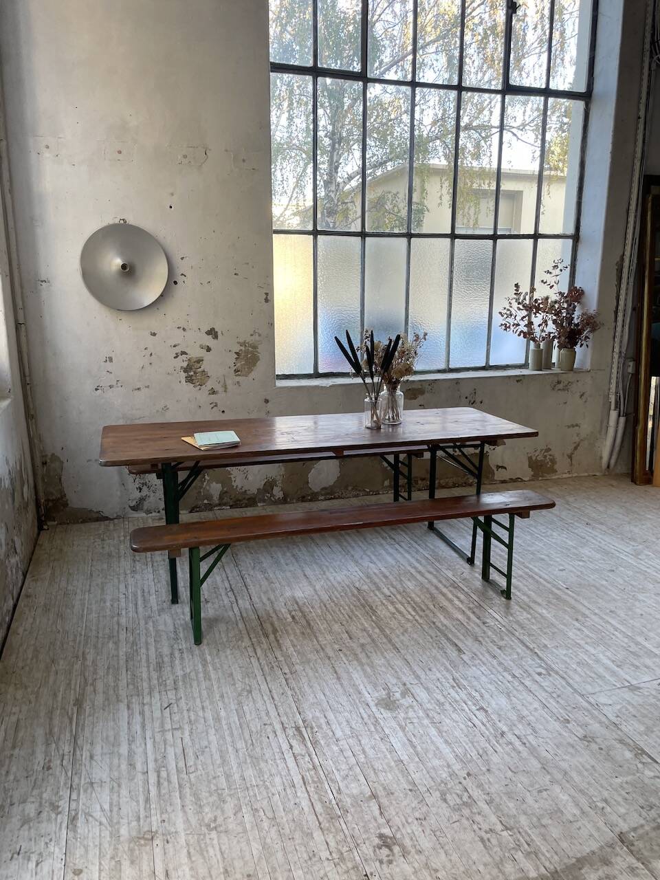 Guinguette table and its 2 benches