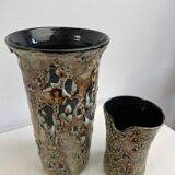 Fat lava ceramic vase and pitcher
